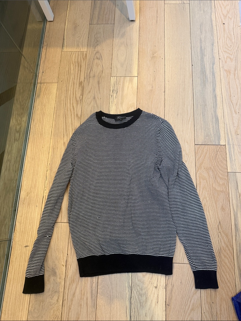 A.P.C. Black and White Narrow-Striped Crewneck Sweater